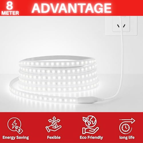 One94Store 8 Meter LED Rope Light for Decoration-Waterproof Decorative Lights, SMD Cove Light for Ceiling LED Pipe Light for Home Décor Led Strip Lights for Diwali Decoration (White) - Image 3