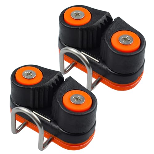 RANDDER Cam Cleats with Wire Flaired Leading Ring, Nylon Cammatic Cleats for Rope 3mm-15mm, Marine Boat Kayak Equipment Fast Entry (Orange, One Size(Pack of 2)) - Image 1