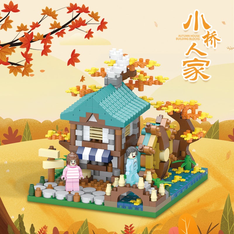 United Creative 631-635 Guofeng Spring, Summer, Four Seasons Building Cabin Diamond Granules Assembled Building Blocks Ornaments - Image 4