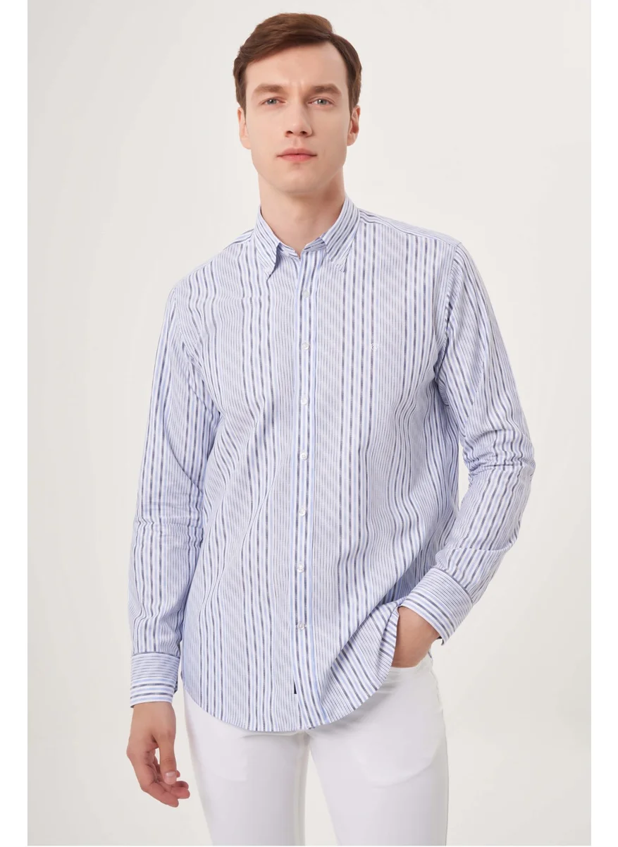 Bisse Men's Regular Fit Striped Sports Shirt BLUE GM23Y231030_D35