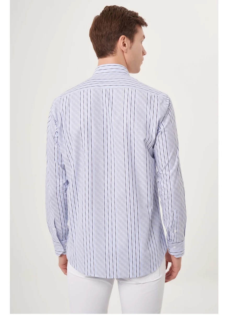 Bisse Men's Regular Fit Striped Sports Shirt BLUE GM23Y231030_D35