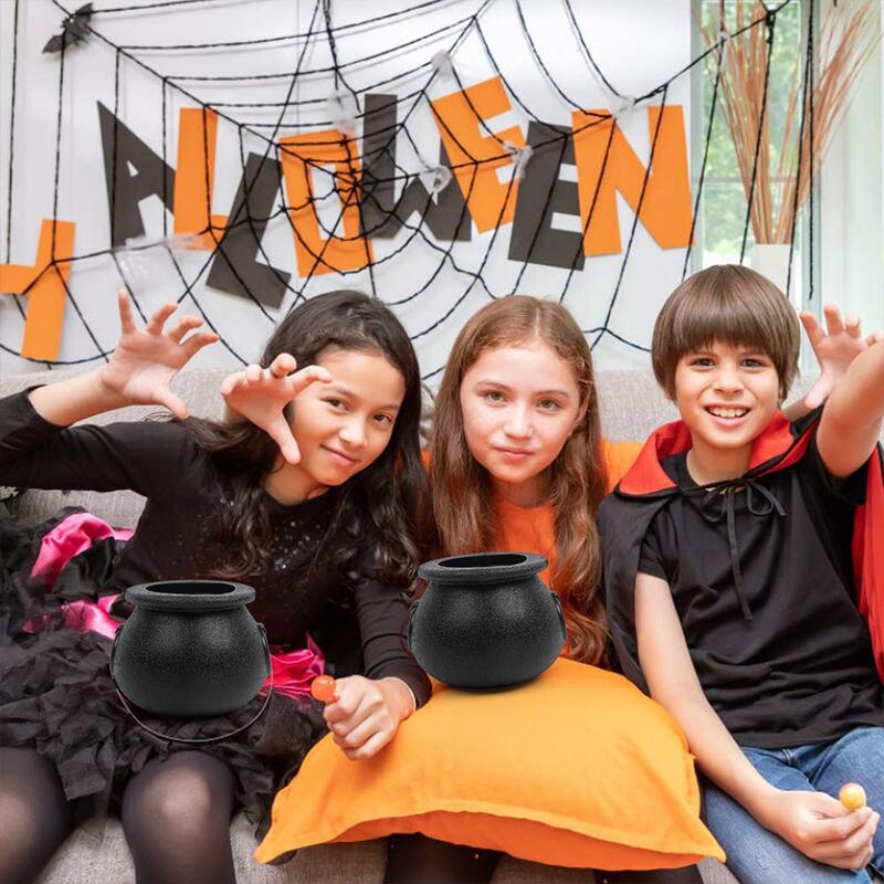 CCINEE Black Cauldron with Handle, 4Inch Plastic Candy Kettle Bucket for St.Patrick's Day, Candy Holders for Halloween Witch Party Favor Decor,Pack of 9 - Image 4