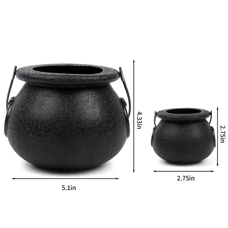 CCINEE Black Cauldron with Handle, 4Inch Plastic Candy Kettle Bucket for St.Patrick's Day, Candy Holders for Halloween Witch Party Favor Decor,Pack of 9 - Image 2
