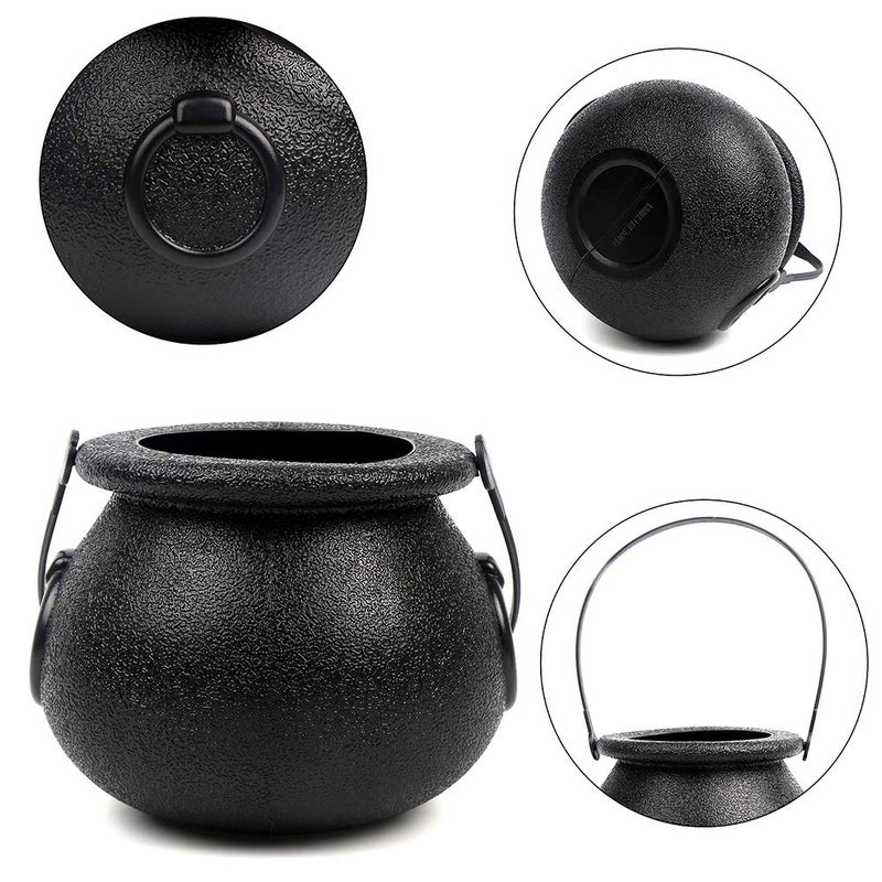 CCINEE Black Cauldron with Handle, 4Inch Plastic Candy Kettle Bucket for St.Patrick's Day, Candy Holders for Halloween Witch Party Favor Decor,Pack of 9 - Image 3