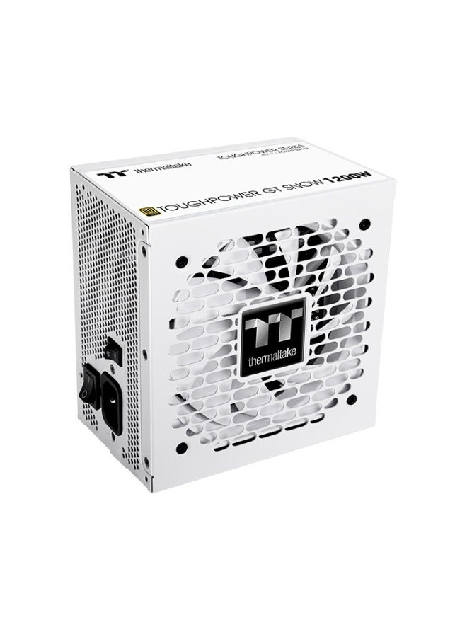 Thermaltake Toughpower GT Snow 1200W 80 PLUS Gold Fully Modular ATX 3.1 Power Supply, PCIe Gen5 12V-2×6 Native GPU Support, Smart Zero Fan, Single +12V Rail, Advanced Protections, White Flat Cables | PS-TPT-1200FNFAGK-W - Image 2