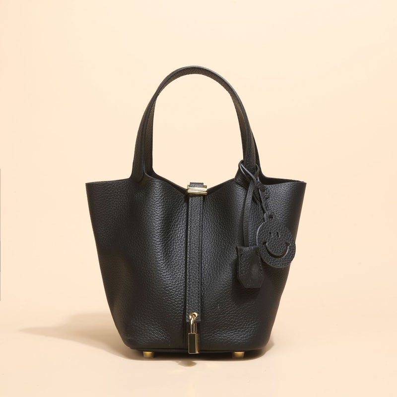 Genuine Leather Women'S Bag Vegetable Basket Bag Bag Litchi Pattern Bucket Bag Women'S Bag Handbag - Image 1