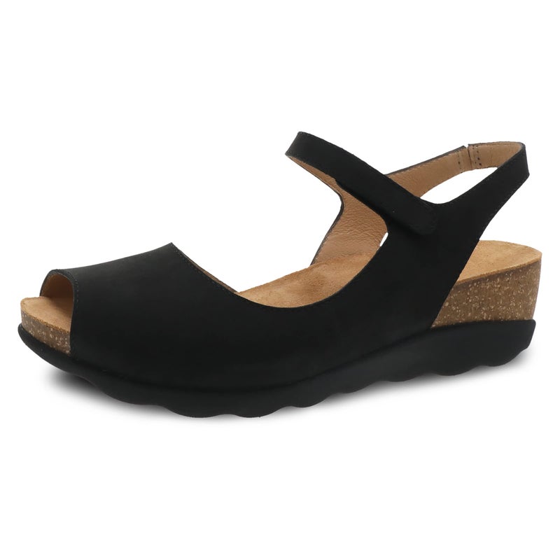 Dansko Marcy Slip-On Wedge Sandal for Women - Comfortable Wedge Shoes with Arch Support -Adjustable Hook & Loop Strap - Lightweight Rubber Outsole Black Sandals 8.5-9 M US - Image 1