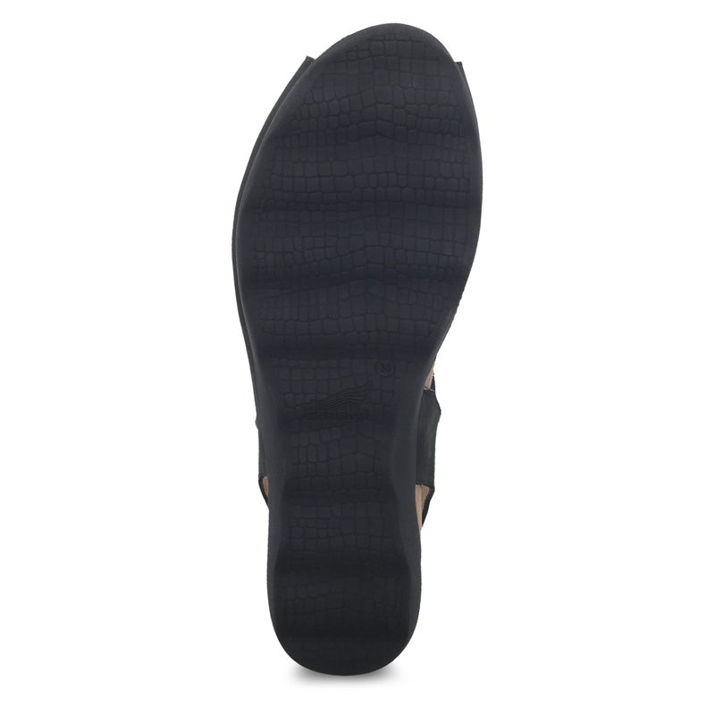 Dansko Marcy Slip-On Wedge Sandal for Women - Comfortable Wedge Shoes with Arch Support -Adjustable Hook & Loop Strap - Lightweight Rubber Outsole Black Sandals 8.5-9 M US - Image 3