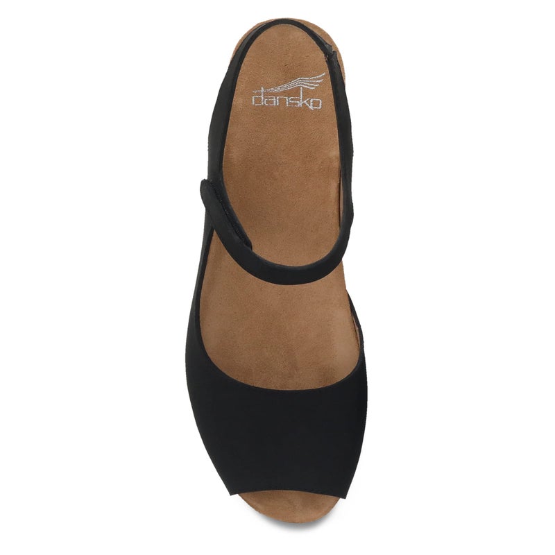 Dansko Marcy Slip-On Wedge Sandal for Women - Comfortable Wedge Shoes with Arch Support -Adjustable Hook & Loop Strap - Lightweight Rubber Outsole Black Sandals 8.5-9 M US - Image 2