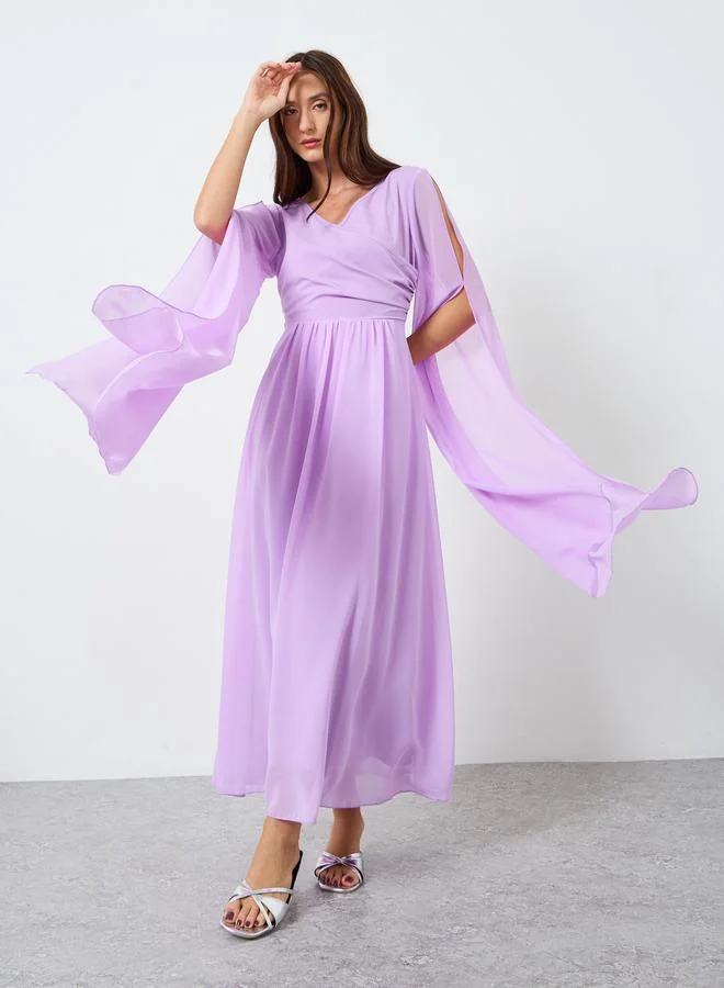 تايك تو Women Maxi Dress with Slit Flowing Sleeves