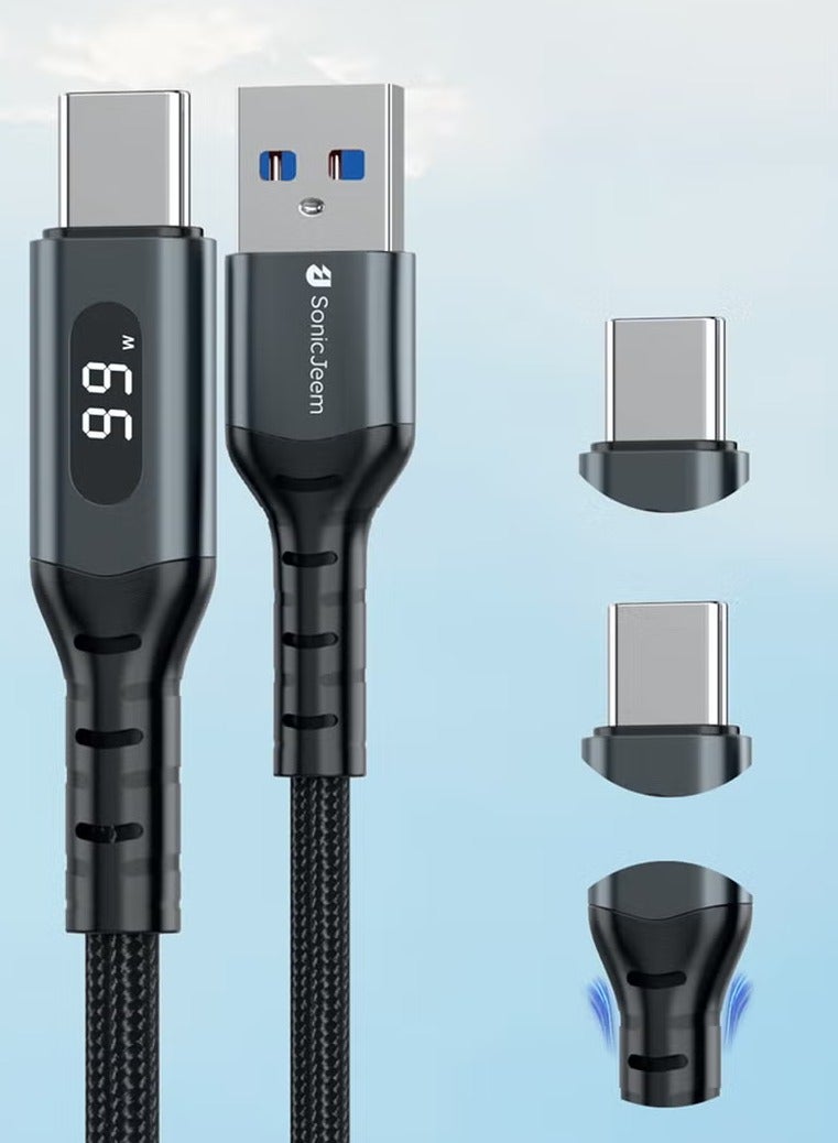 SONIC JEEM Sonic Gym Super Charging 120W USB-TYPE-C Charging Cable, Digital Display, 1m, Black - Image 2