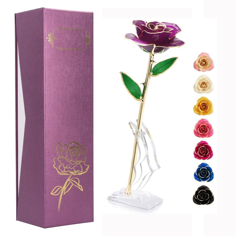 Ejoyous Ejoyous Gold Dipped Rose with Stand Long Stem Forever Preserved Rose Flower Her and Wife Mother Girlfriend on Valentines Day Birthday Christmas Day Anniversary Mother Day 