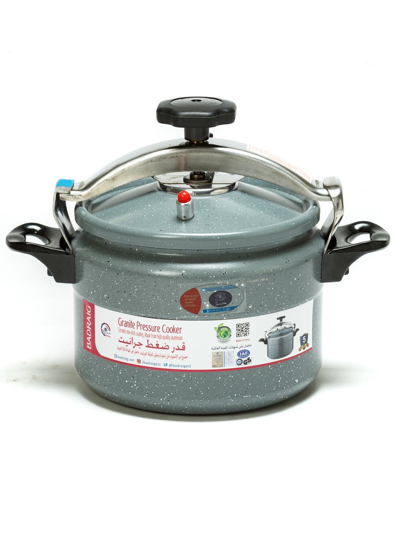 Badraig Granite Pressure Cooker | Pressure Pot Arabic Cooker | Grey Available Sizes 2L 3L 4L 5L 7L 9L 10L 11L 12L 15L - Image 1