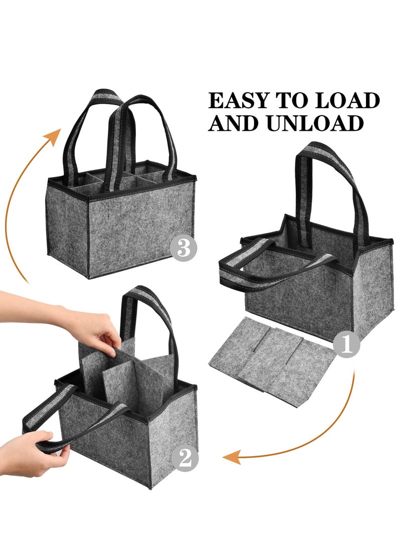 SYOSI Felt Wine Tote Bag for 6 Bottles Portable Bottle Wine Carrier with Divider Reusable Wine Storage Bag Felt Bags Wine Bottle Holder Bag for Picnic Camping Travel Party 24x15x15cm  - Image 2