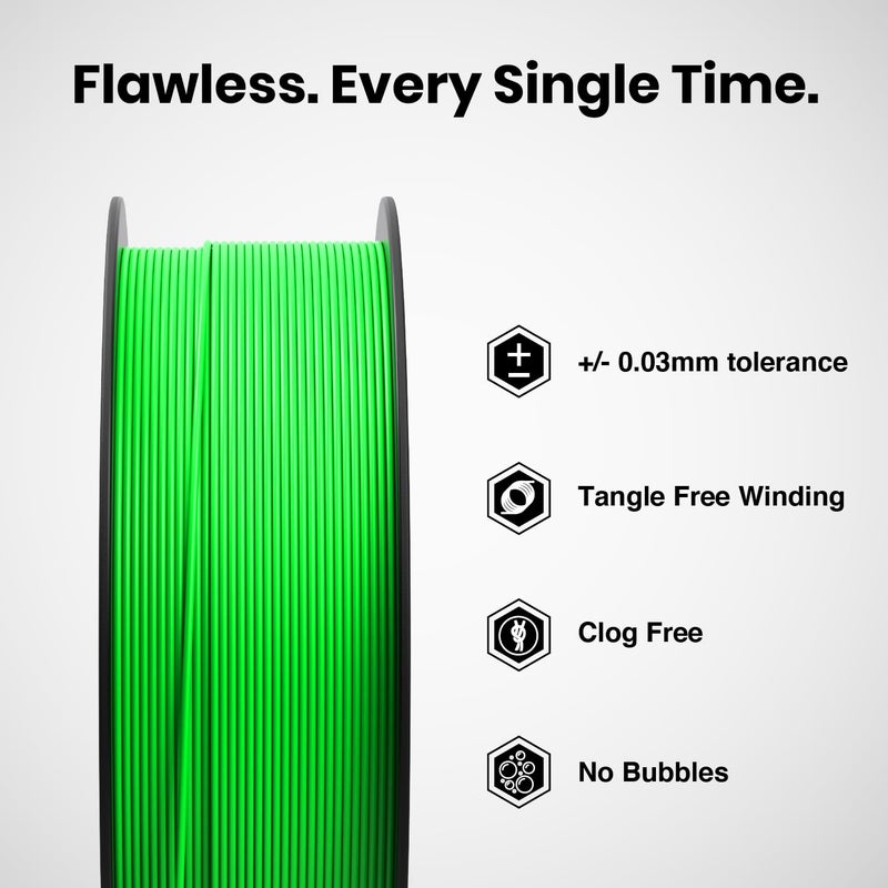NUMAKERS PLA+ 3D Printer Filament, 1.75mm, Dimensional Accuracy +/- 0.03 mm, 1 kg Spool (2.2 lbs), Compatible with Most FDM Printers (Fluorescent Green) - Image 2