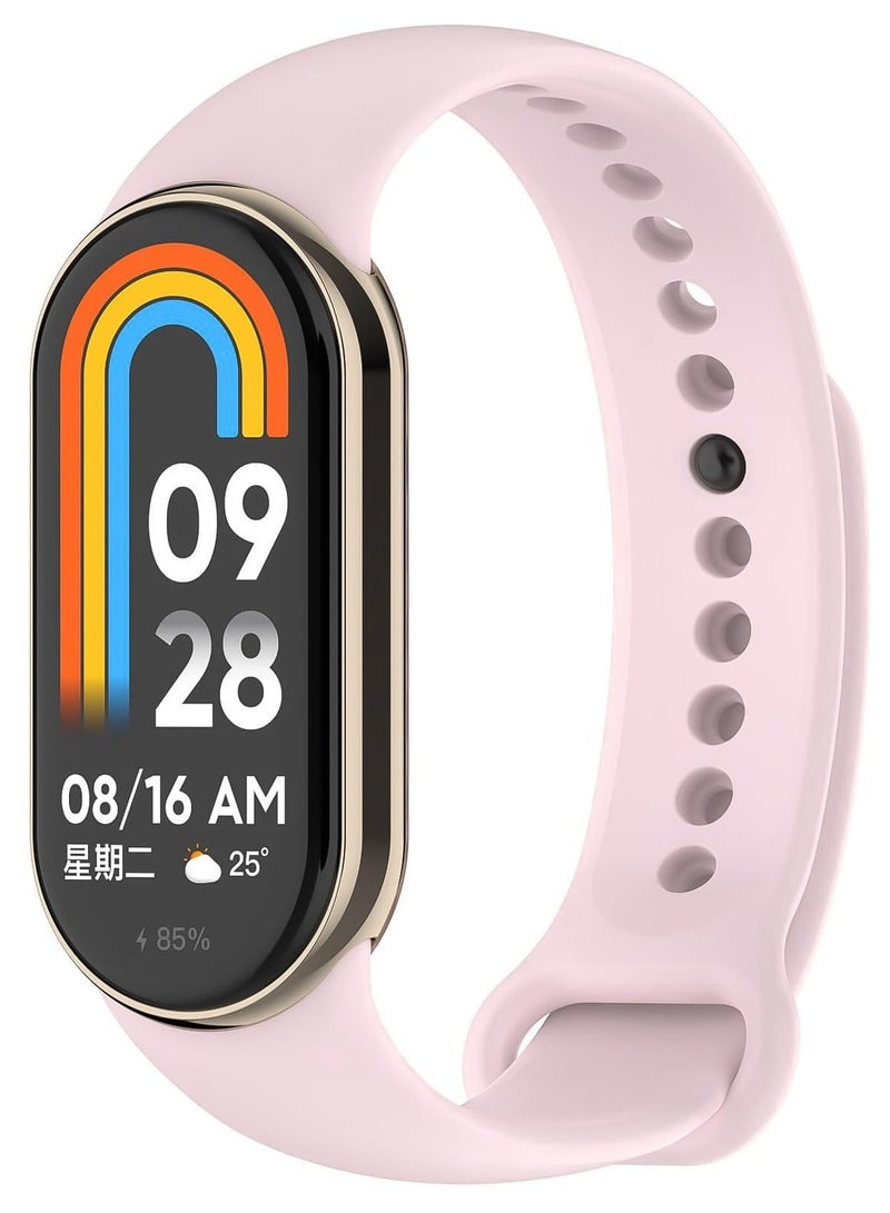 سوار متوافق مع سوار Xiaomi Mi Band 9 / Xiaomi Mi Band 8، حزام بديل من السيليكون الصديق للبشرة، أساور رياضية قابلة للتعديل للنساء والرجال (وردي) - Image 1