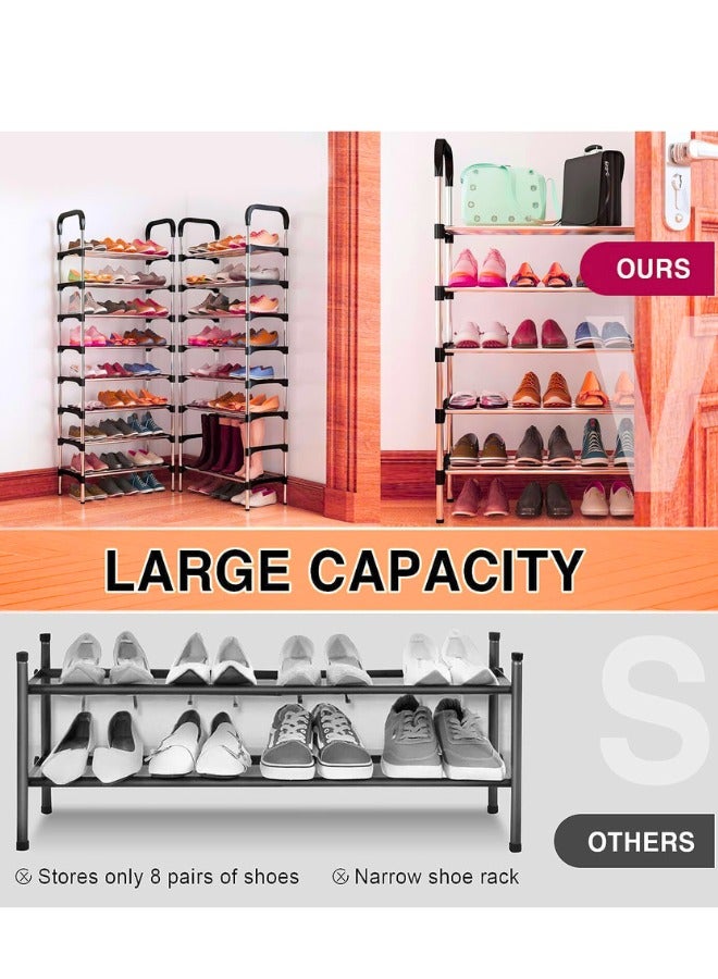 تشيس اب رف أحذية، منظم خزانة أحذية، تخزين أحذية بخمس طبقات مع 5 أرفف شبكية، أرفف أحذية مستقلة، للمدخل والخزانة، أسود، 58 × 26 × 95 سم - Image 3