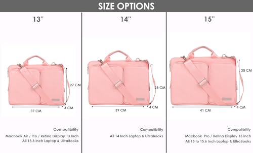 Probus Canvas Dual Pocket Laptop Sleeve Messenger Bag Organizer Compatible with 14inch laptop- Pink - Image 4