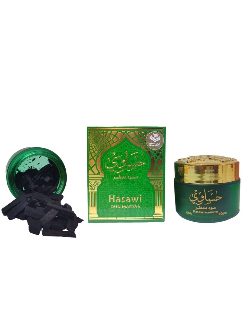 Bukhoor Hasawi Oud Maetar 40 gm  - Image 1