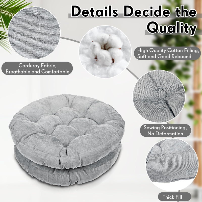 Jerify 12 Pcs Floor Pillow Cushions 22 x 22 Inch Round Square Large Meditation Floor Pillow for Classroom Adult Meditation Picnic Party Seating Learning Daycare School (Round,Light Gray) - Image 3