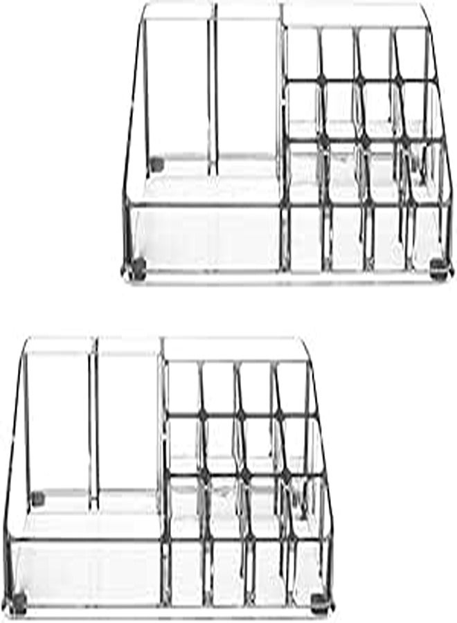 2Pcs Acrylic Makeup & Lipstick Organizer, Cosmetic Brush Holder, Arranges Makeup and Accessories, Beauty Display Container