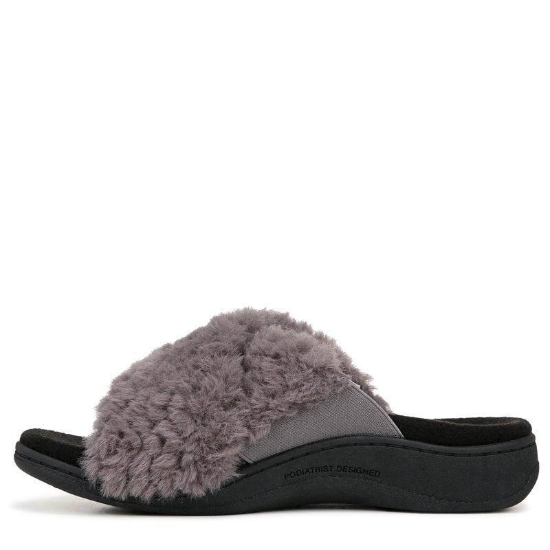 Vionic Women's Relax Ii Slides Charcoal Grey Fabric 8 Medium - Image 2