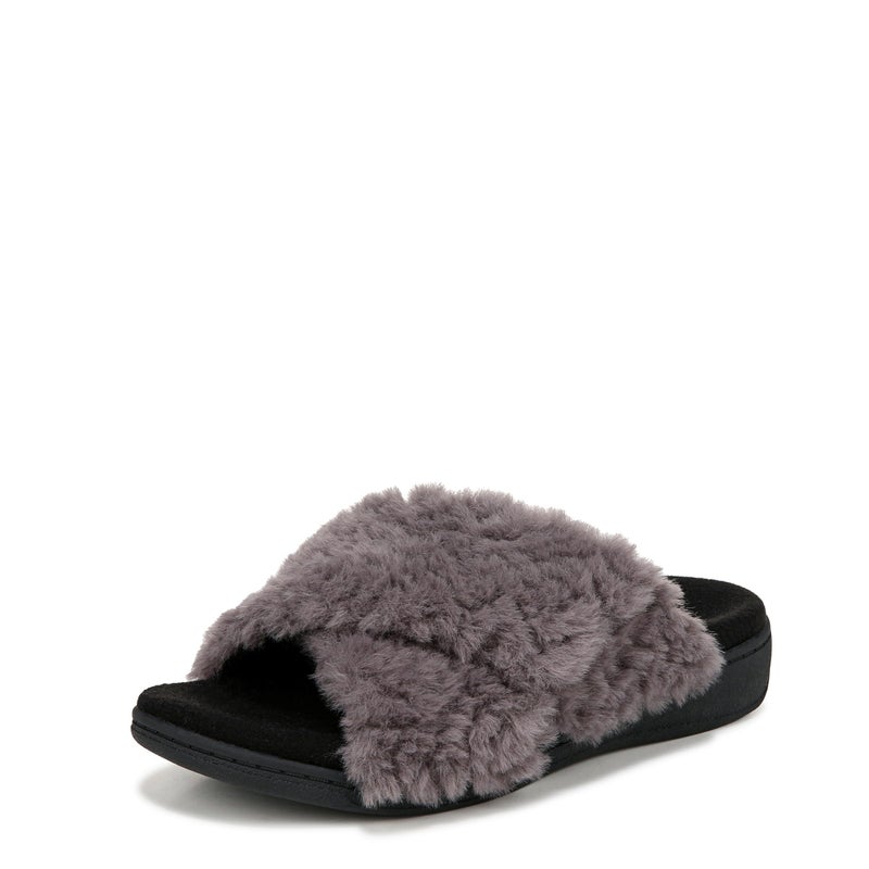 Vionic Women's Relax Ii Slides Charcoal Grey Fabric 8 Medium - Image 1