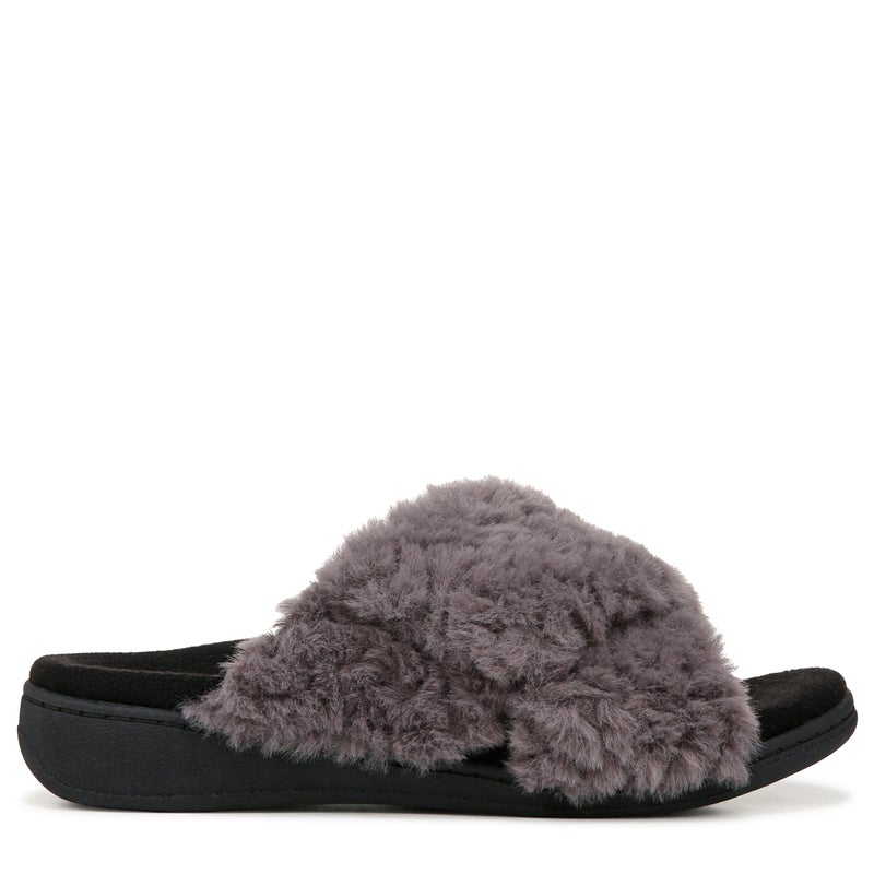 Vionic Women's Relax Ii Slides Charcoal Grey Fabric 8 Medium - Image 3
