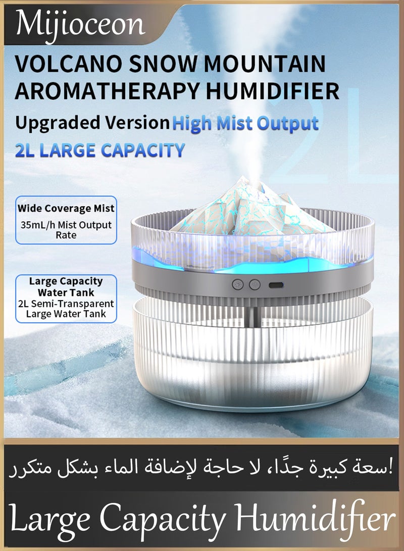 ميجيوسيون ناشر البركان – جهاز ترطيب عطور بتصميم بركاني مع خزان ماء مرئي سعة 2 لتر، يحتوي على وضعين للرذاذ ولونين للإضاءة، مزود بخاصية الإيقاف التلقائي والضوضاء المنخفضة، مناسب للزيوت العطرية، مثالي للمنزل أو المكتب أو غرفة النوم. - Image 1