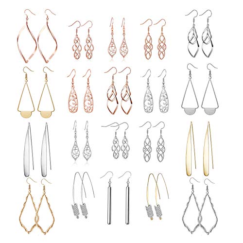 Tamhoo 20 Paris Assorted Dangle Earrings Set for Women, Fashion-Celtic Gold Bar Earrings for Teens Girls Cute Filigree Earrings - Image 1