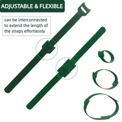 CHZKVOY, Green, Reusable, 100PCS, 6 - Inch Adjustable Anti - Slip Nylon Plant Ties & Straps Featuring Hook and Loop Fasteners - Optimal for Climbing Plants Support and Christmas Garland Ties - Image 4