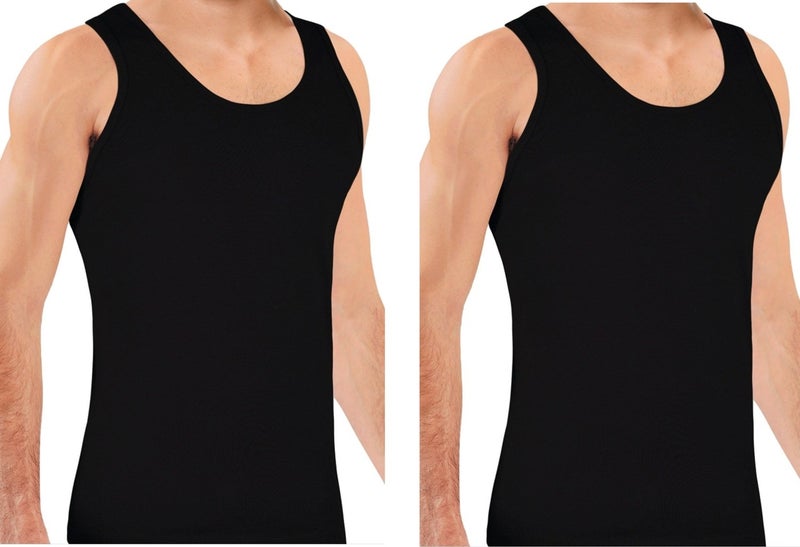 KYC Shopping 2 Pack Economic Black Classic Cotton Strap Premium Undershirt  - Image 1