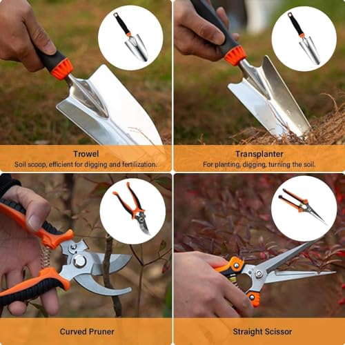 HASTHIP® 10Pcs Gardening Tools Set - Heavy Duty Stainless Steel - Gardening Tools Kit for Home Garden - Plant Cutter for Home Garden - Manual Planting Tools with Tool Bag - Suitable for Patio & Lawn - Image 4