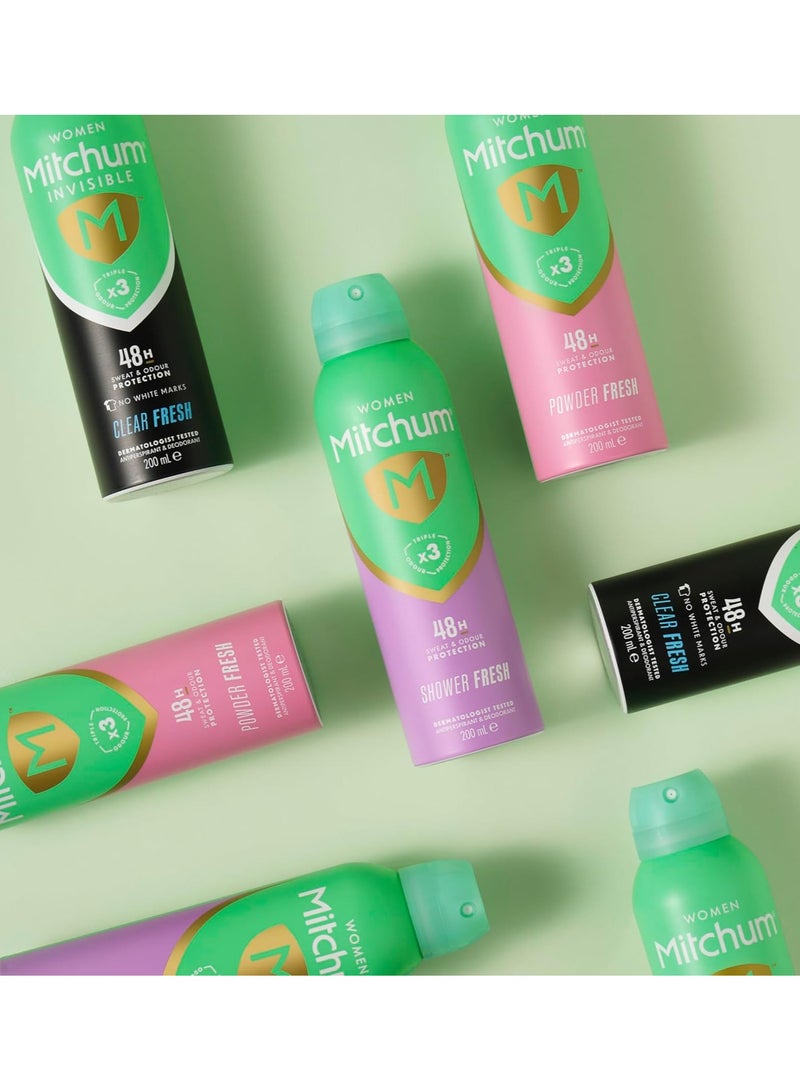 ميتشوم مزيل عرق بخاخ كلير فريش للنساء، حماية ثلاثية من الروائح الكريهة لمدة 48 ساعة، 200 مل - Image 3