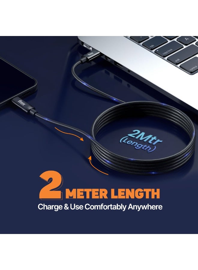 FITIT كابل USB-C إلى USB-C بطول 2م – شحن سريع 65 واط PD، مضفر من النايلون، متين مع عمر انحناء يزيد عن 20,000، غلاف من الألمنيوم – fitit - Image 2