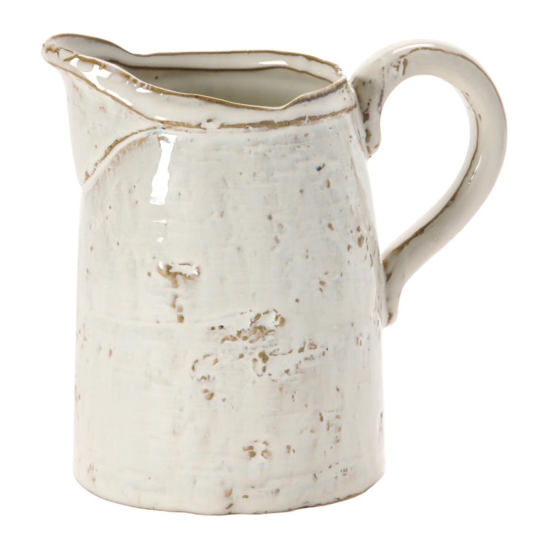 Creative Co-op Creative Co-Op 28 oz. Stoneware, Reactive Glaze, White (Each One Will Vary) Pitcher, 6.25"  - Image 1