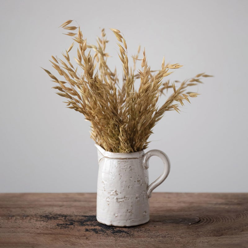 Creative Co-op Creative Co-Op 28 oz. Stoneware, Reactive Glaze, White (Each One Will Vary) Pitcher, 6.25"  - Image 3