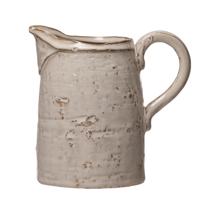 Creative Co-op Creative Co-Op 28 oz. Stoneware, Reactive Glaze, White (Each One Will Vary) Pitcher, 6.25"  - Image 5