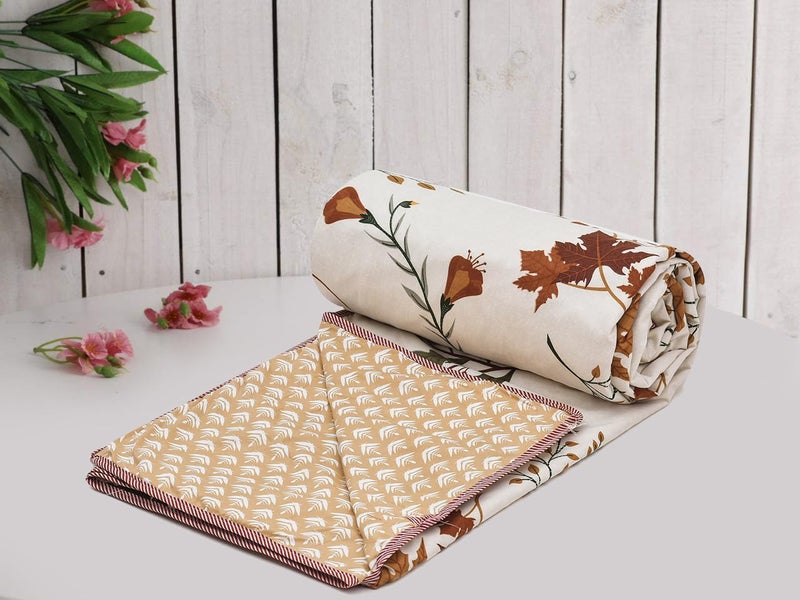 RRC Super Soft Brushed Microfiber Cotton 210TC Bedding SetKing Size Bedsheet with Pillow Covers and Double Dohar with Fallen4 pc Bedding Set Cream - Image 2