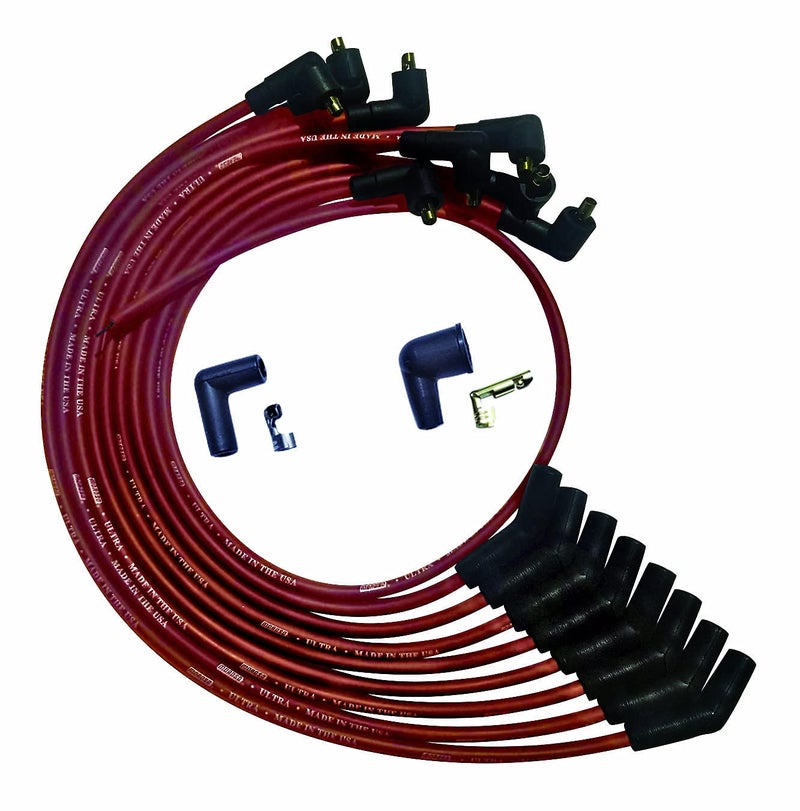 Moroso 52071 Ultra Series Red Spark Plug Wires Ford 260289302 135 Degree Plug Ends Non HEI Distributor