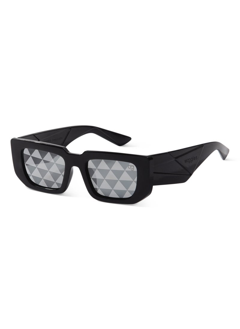 Woggles Stealth Black Rectangle Sunglasses  - Image 4