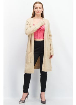 ESPRIT Women Textured Long Sleeve Cardigan, Beige  - Image 1