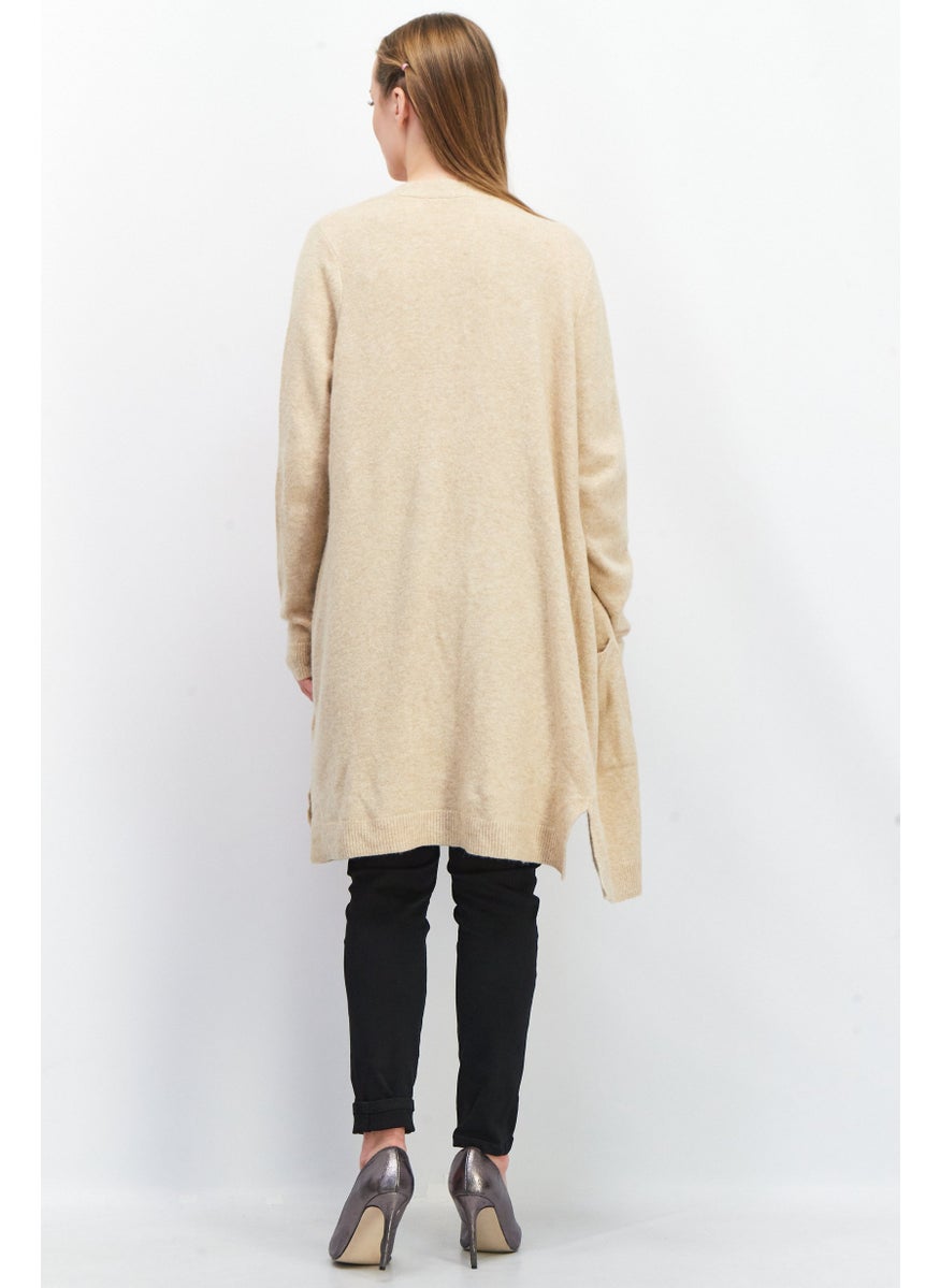 ESPRIT Women Textured Long Sleeve Cardigan, Beige  - Image 2