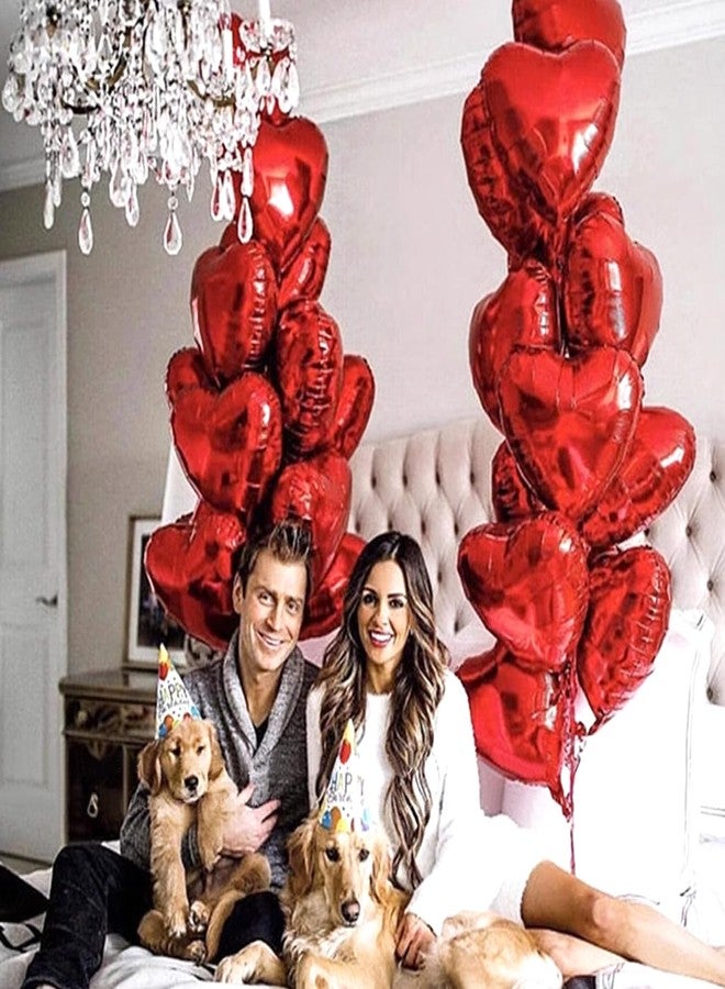 Jangostor 60 PCS Heart Shape Foil Balloons, 10 Inch Red Heart Foil Balloons Mylar Heart Shaped Balloons Heart Balloons Aluminum Foil Balloons for Valentine Day Birthday Engagement Wedding Party - Image 3