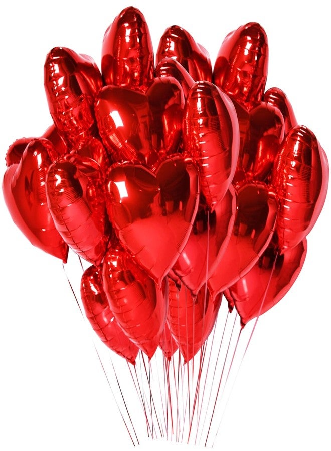 Jangostor 60 PCS Heart Shape Foil Balloons, 10 Inch Red Heart Foil Balloons Mylar Heart Shaped Balloons Heart Balloons Aluminum Foil Balloons for Valentine Day Birthday Engagement Wedding Party - Image 1