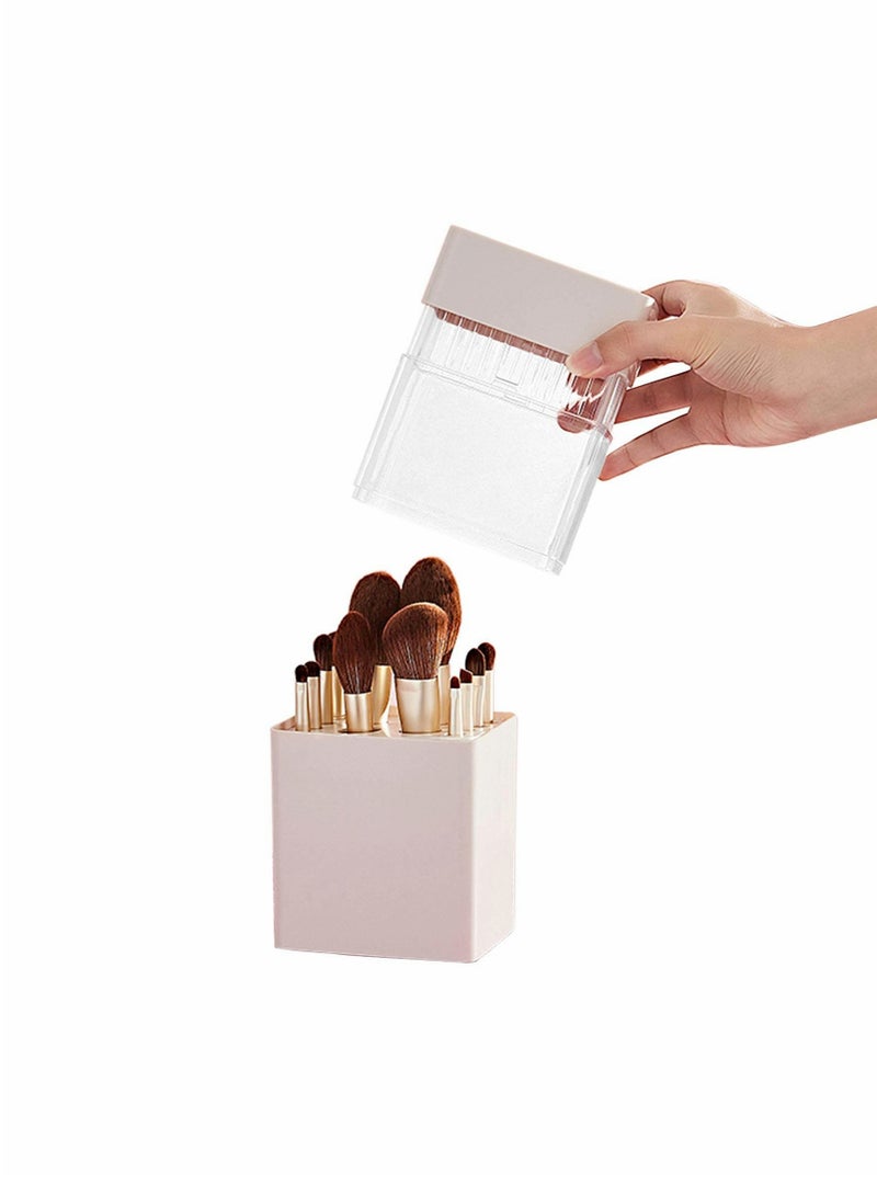 Excefore Makeup Brush Holder 2 in 1 Multifunctional Makeup Brush Storage Organizer with Lid, Portable Waterproof Dustproof Air-Drying Makeup Brush - Image 1