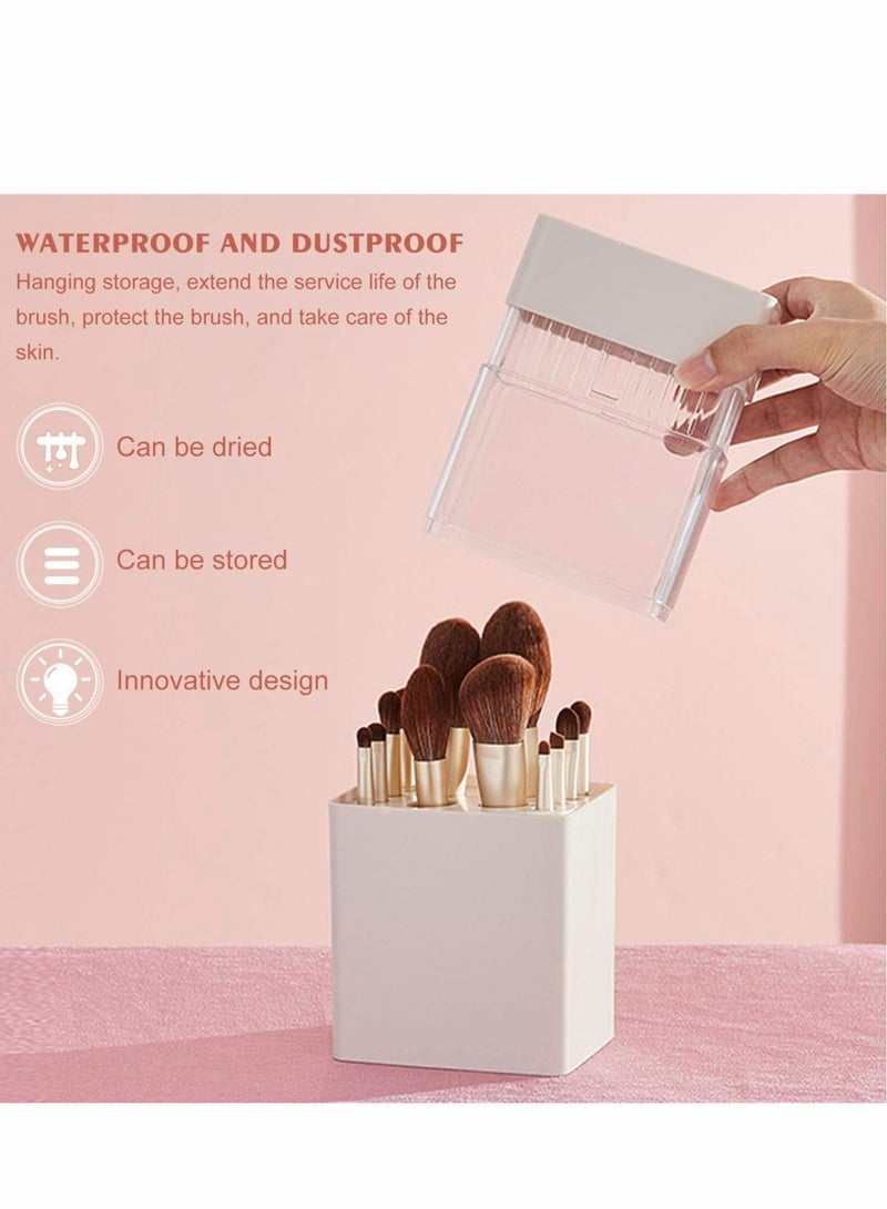 Excefore Makeup Brush Holder 2 in 1 Multifunctional Makeup Brush Storage Organizer with Lid, Portable Waterproof Dustproof Air-Drying Makeup Brush - Image 4