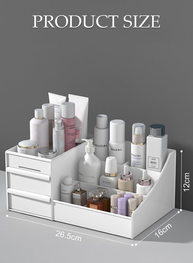 DUNISO Makeup Organizer, Cosmetic Desk Storage Box with Drawers Skincare Organizers for Dressing Table, Countertop, Bathroom Counter, Vanity Holder for Brushes, Lotions, Lipstick, Perfume - Image 2