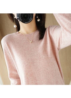 Generic Womens Autumn/Winter Knitted Sweater Pullover Thin Non-Wool Base Layer Round Neck Top New Style Fashionable Streetwear Sakura powder 
