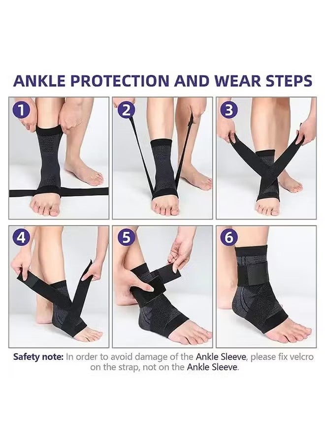 واي جيه 2 حزمة قابلة للضبط حزام الانضغاط، دعم قوس ومثبت القدم، التغليف المرن لالتهاب الفاشية البلطي، أخيل التندونيتس الشفاء، الرياضية جوارب الضمادات للرجال والنساء - Image 5